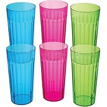 Arrow 16 oz Plastic Tumblers - 6 pk Blue, Green & Pink - Break-Resistant Drinking Glasses for Indoor & Outdoor Use - Dishwasher Safe - BPA Free - Made in USA