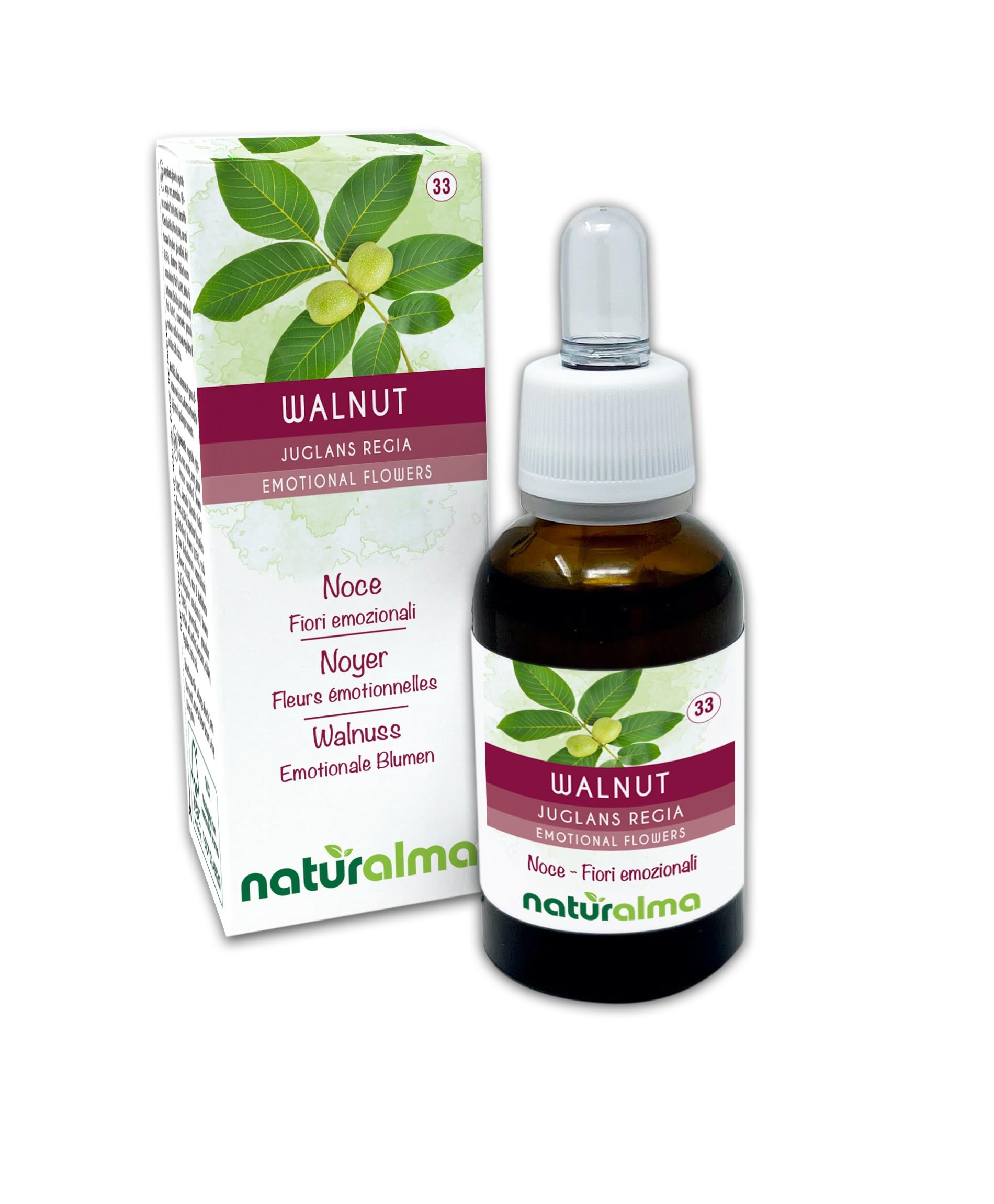 Walnut o Nogal (Juglans regia) Flores emocionales o Flores de Bach Naturalma - Gotas 30 ml - Extracto líquido sin alcohol - Esencias florales - Vegano