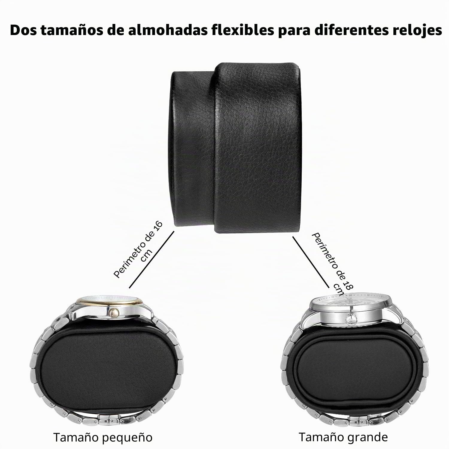 HBselect Caja Relojes Automáticos Silenciosa Giratoria (para 4+ 6 Relojes) Negro Clásico - Bobinadora Mecánica