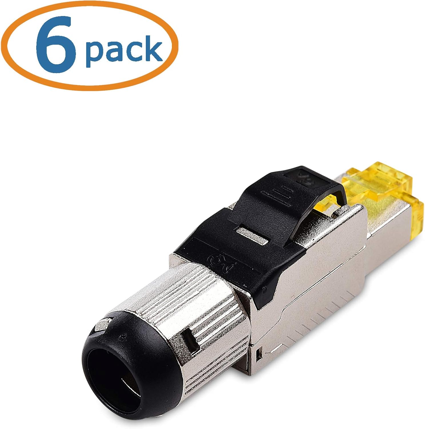 Cable Matters 6-Pack Tool-Free Shielded Cat6a / Cat6 RJ45 Termination Plug Connector, 10Gbps Cat 6 Plug