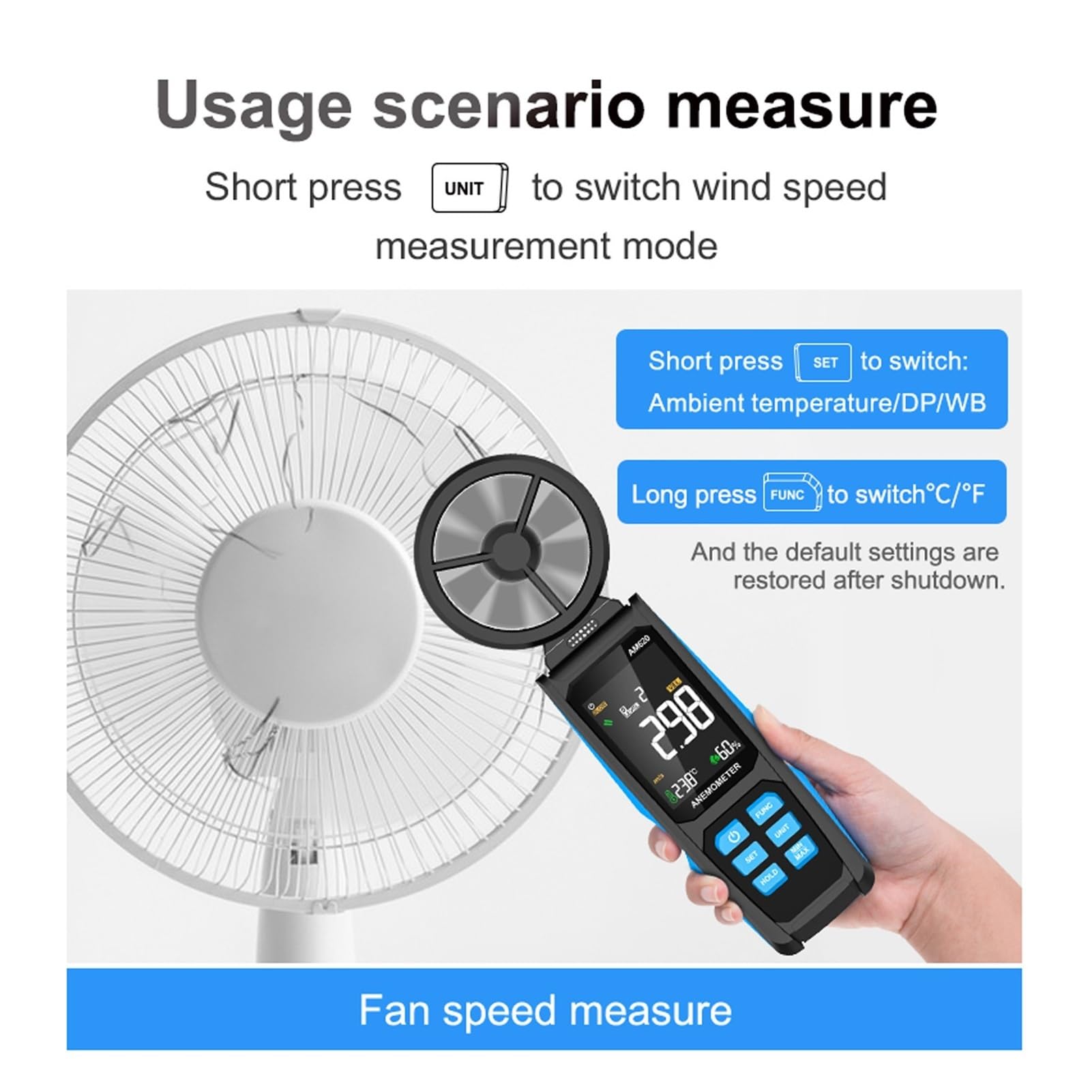 Anemometri, Anemometro digitale resistente all'erosione, misuratore di velocità del vento digitale preciso, 8 pale sensibili girevoli