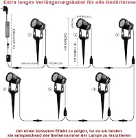 beek RGB Kerti Lámpa Szett 6db - Távirányítós LED Spotlámpa Földbe Szúrható Tüskével, IP65 Vízálló Kültéri Világítás Kerthez, Fákhoz, Partik 5