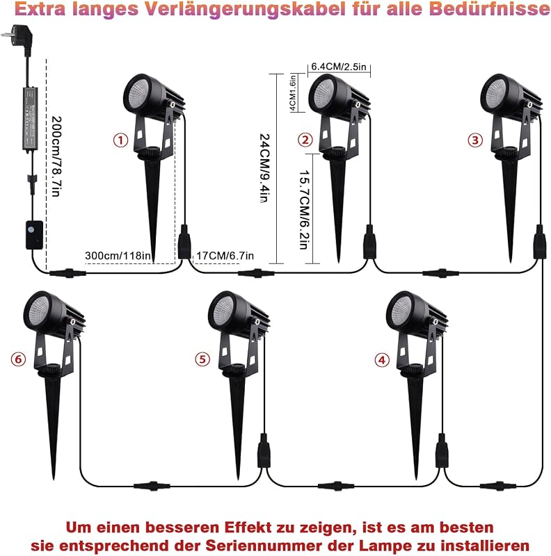 beek RGB Kerti Lámpa Szett 6db - Távirányítós LED Spotlámpa Földbe Szúrható Tüskével, IP65 Vízálló Kültéri Világítás Kerthez, Fákhoz, Partik