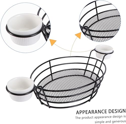 Miniatura 4 de Cabilock 1 juego de cestas de patatas fritas con patatas fritas, cestas de pescado y patatas fritas, soporte de metal para aperitivos y aperitivos