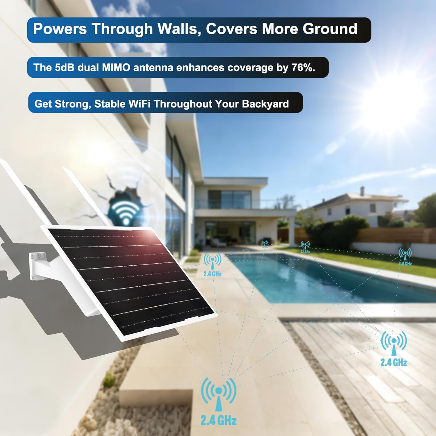 Solfie Solar Wi-Fi Extender, Wireless Signal Repeater, 2.4 GHz, Max 300 Mb/sec, 200' Range