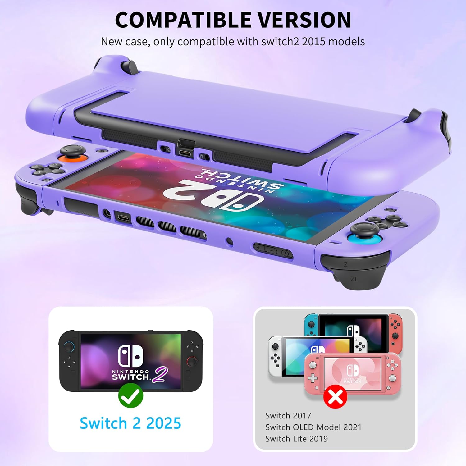 [Improved Easy Dockable Version] Purple Case for Nintendo Switch 2, FANPL Protective Cover for Switch 2 and JoyCon Controller - Strong and Durable, Not Easy to Fall Off - Image 7