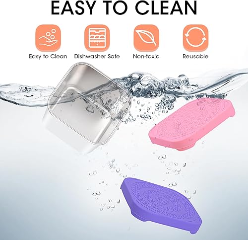 Miniatura 4 de Haldane 4Pack Stainless Steel Snack Containers for Kids, Metal Food Storage Containers With Lid Snack Cups for Toddlers, Easy Open Stackable Small