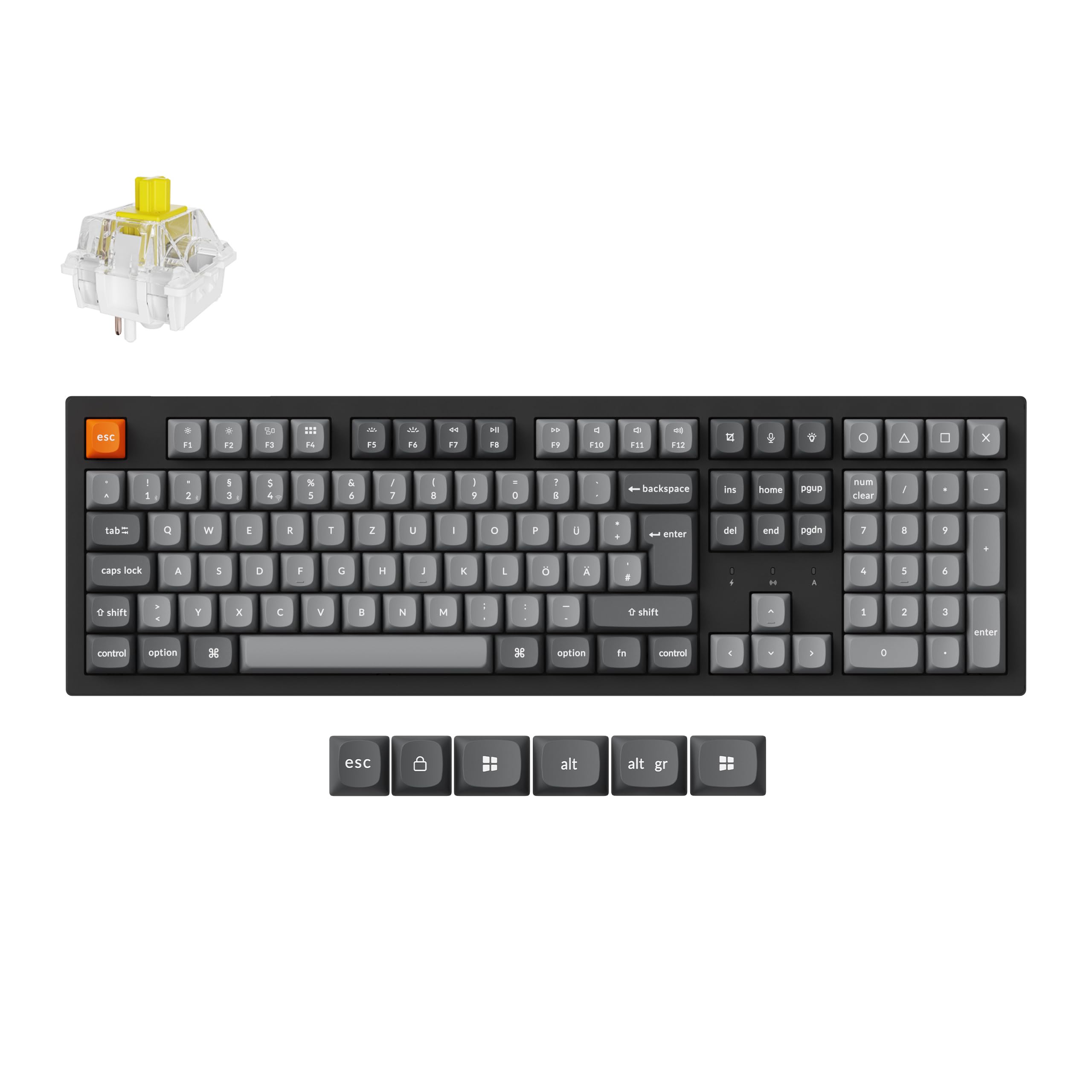 Keychron K10 Max Kabellose DE-ISO Mechanische Tastatur,QMK 2.4 GHz Bluetooth Vollgröße Weiße Hintergrundbeleuchtung Kompatibel mit Mac Windows Linux Banana Switches