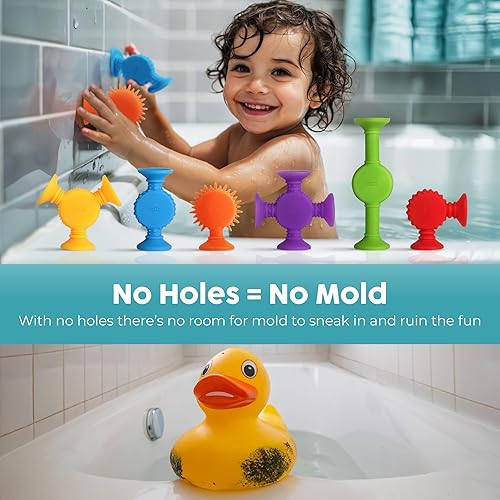 Vista 34 de BUNMO Juguetes de baño de succión - Conecta, construye, crea – Juguetes de baño para niños pequeños – Horas de diversión y creatividad – Habilidades