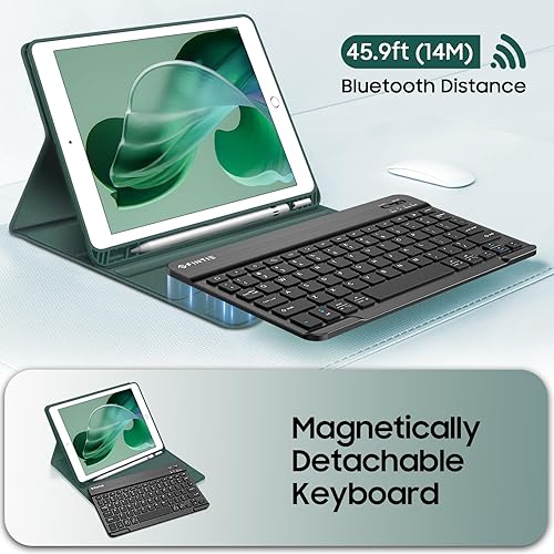 Miniatura 9 de FINTIE Funda de teclado para iPad de 9  8  7 generación (202120202019) de 10.2 pulgadas, cubierta trasera de TPU suave con soporte para lápices,