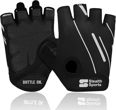 Stealth Sports Weight Lifting Gloves Half Finger Workout Gloves Men Women Anti-Slip Padded Palm Gym Gloves Exercise Gloves Cycling Fitness Weightlifting Strength Training