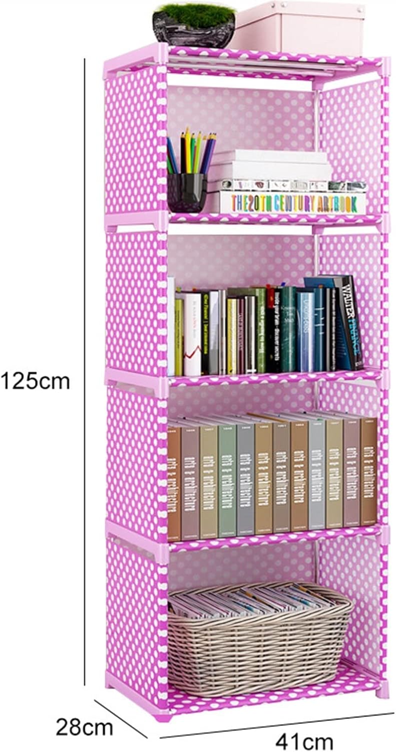 Bookshelf Tall Bookcase Children's Assembled Bookcase Fashion Simple Non-Woven Bookcase Two-Story Dormitory Bedroom Storage Shelf Bookcase Bookshelf Organizer (Color : 5 Layer Grey) (5 Layer )