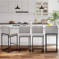 Vista 37 de Sophia & William - Juego de 4 taburetes de bar negros, taburetes de bar modernos de cuero PU de altura de mostrador con respaldo, sillas de isla