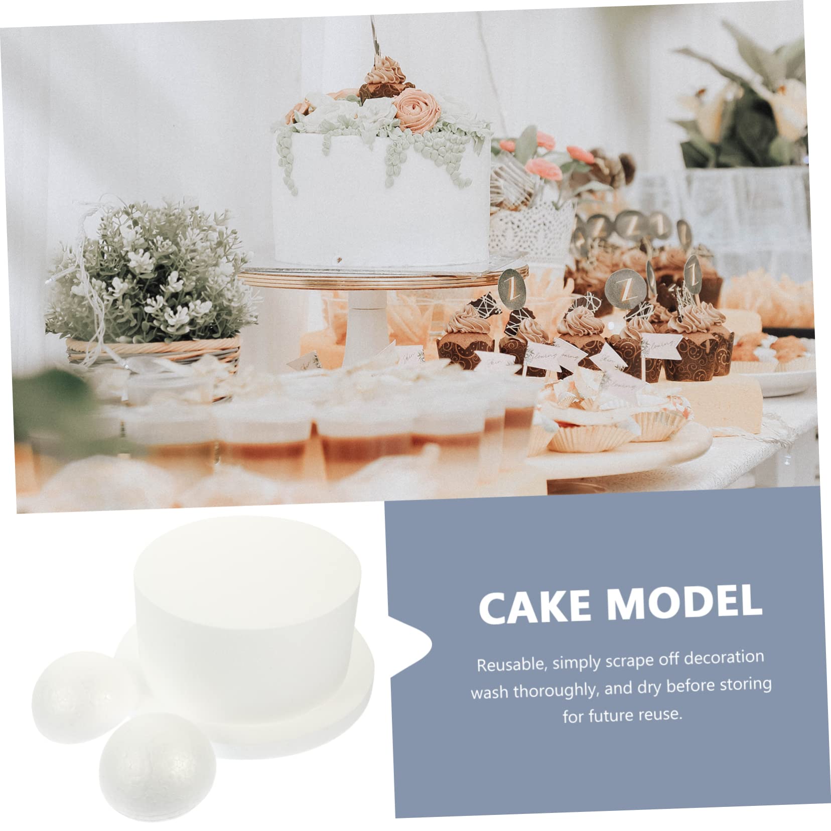 NUOBESTY Herramientas Para Modelo De Pastel Molde Redondo Para Fondant Espuma Blanca 3 Uds