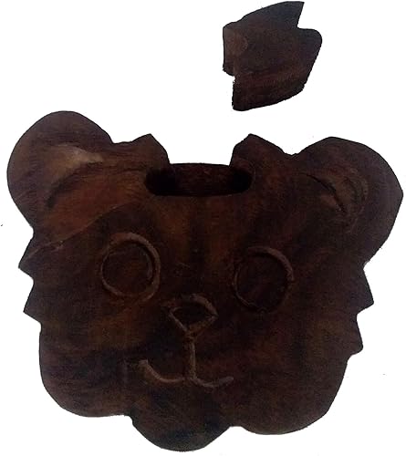 Miniatura 3 de Purpledip Caja de rompecabezas mágica de madera 'Cute Teddy' caja de recuerdo misteriosa hecha a mano de regalo (11966)