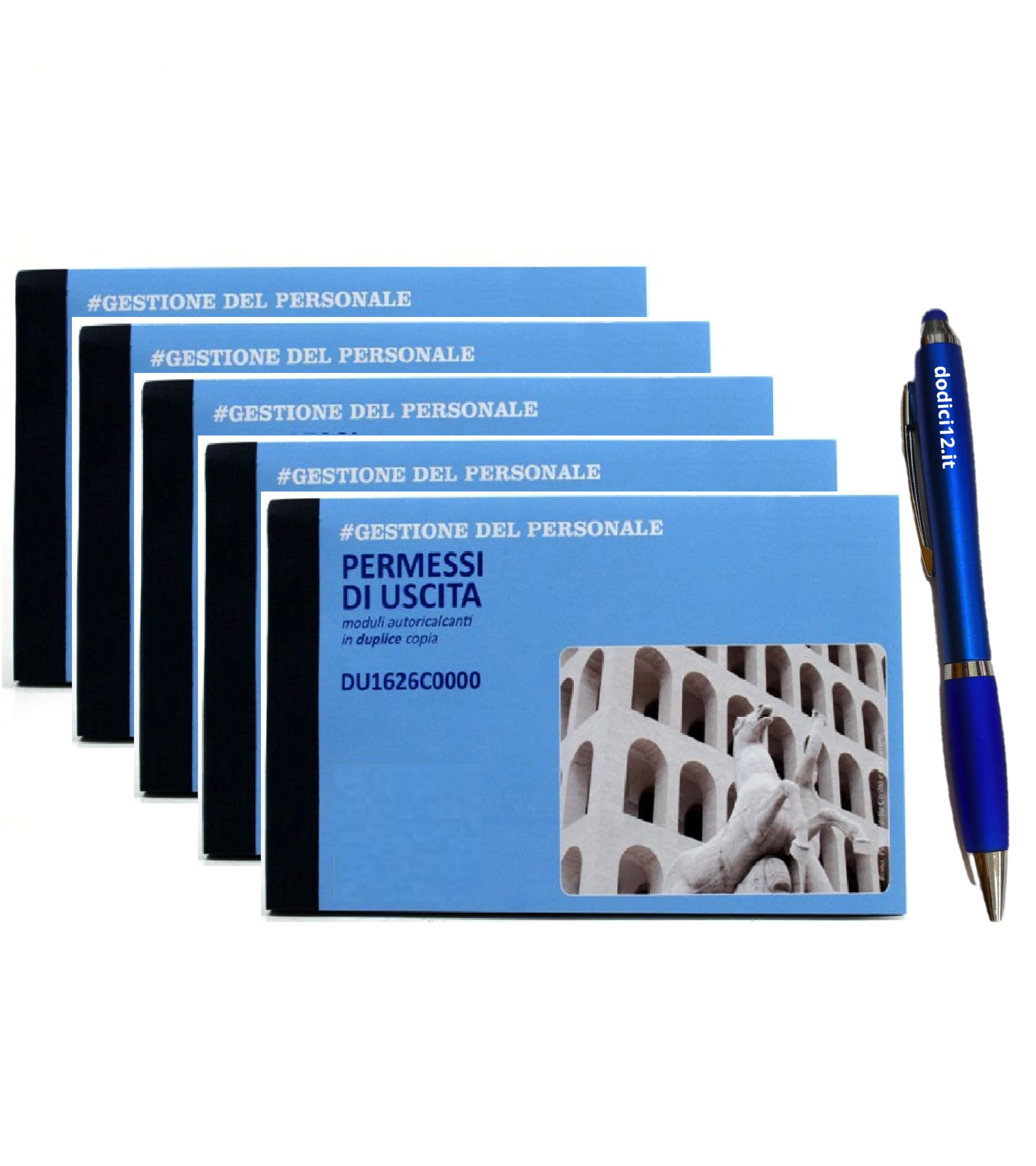 Blocco Permessi Uscita e Presenze A6-50 Fogli Autoricalcanti in Duplice Copia (2x50) - Registro Moduli Uscita Dipendenti, Personale e Alunni Scuola - CON PENNA TOUCH OMAGGIO Dodici12® (5)
