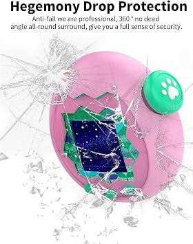 Silicone Protective Case for Tamagotchi Paradise - Soft Anti-Drop Shockproof Case with a String Electronic Pet Accessories Protection for Virtual Pet Game Machine Pink