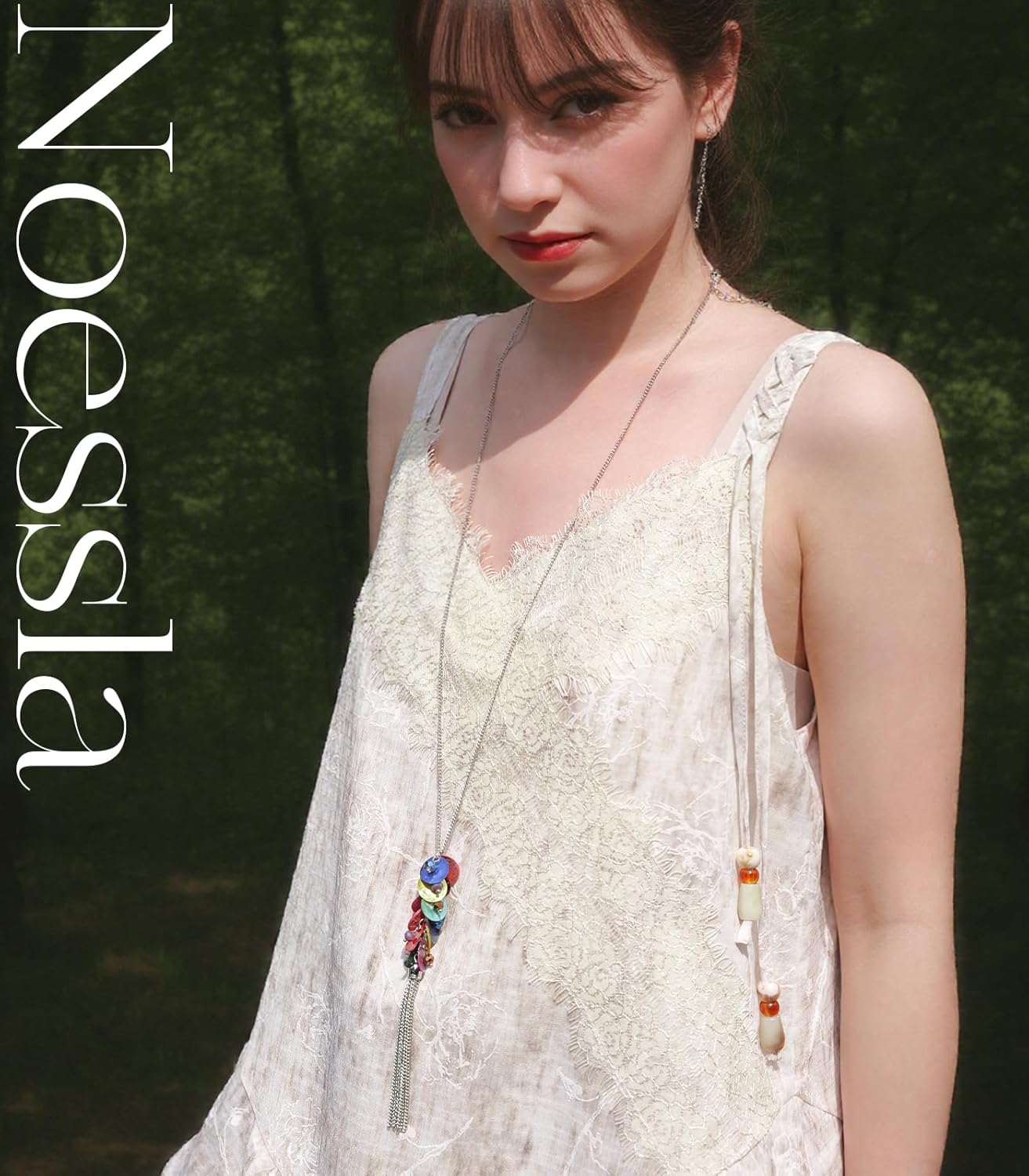 Noessla Boho Long Pendant Necklaces for Women Silver Tassel Long Necklace Sweater Chain Mothers Day Gifts Silver Costume Jewelry for Women - Image 2