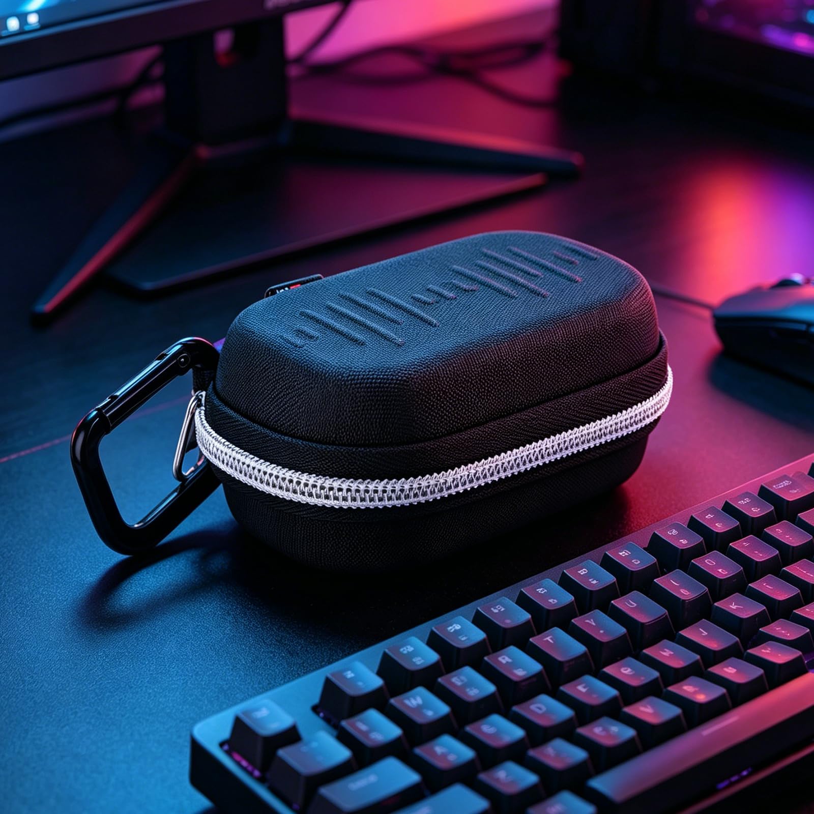 Reise-Hartschalen-Schutzhülle für Kopfhörer mit stoßdämpfender Netztasche für Ladebox und Zubehör