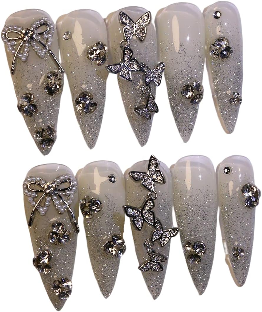 ネイルチップ ワンホン フレンチ クリアストーン ビジュー うるうる ネイルチップ ワンホン フレンチ クリアストーン ビジュー うるうる