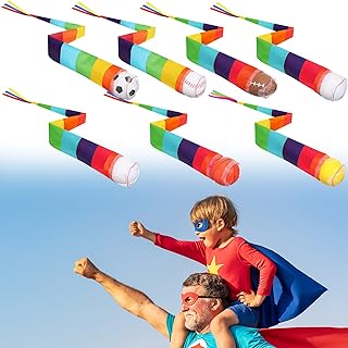Leyndo 7 Pcs Rainbow Catch Tail Balls Throw and Catch Ball, 25.59 x 2.36 Inches Ball with Tail Comet Balls Meteor Ball with Rainbow Tails for Outdoor Kindergarten School Training