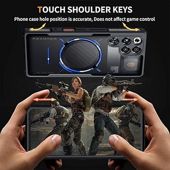Gaming Case for Red Magic 11 Pro/11S Pro/11 Pro+/11S Pro+ Case, Soft TPU Bumper + Hard PC Back Cover Military Grade Airbags Shockproof Drop Protection,Black