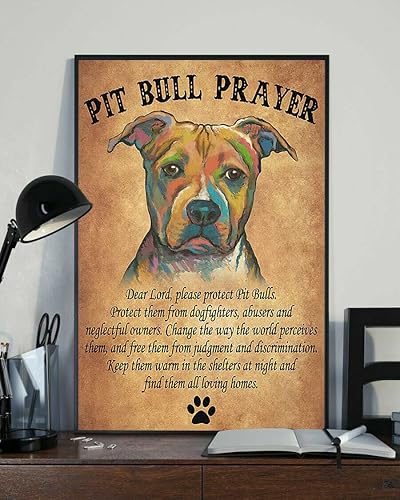 Pitbull Prayer Dear Lord Please Protect Pit Pitbulls - Póster retro para pared, decoración de pared de hombre, cueva, hogar, pub, 8 x 6 pulgadas