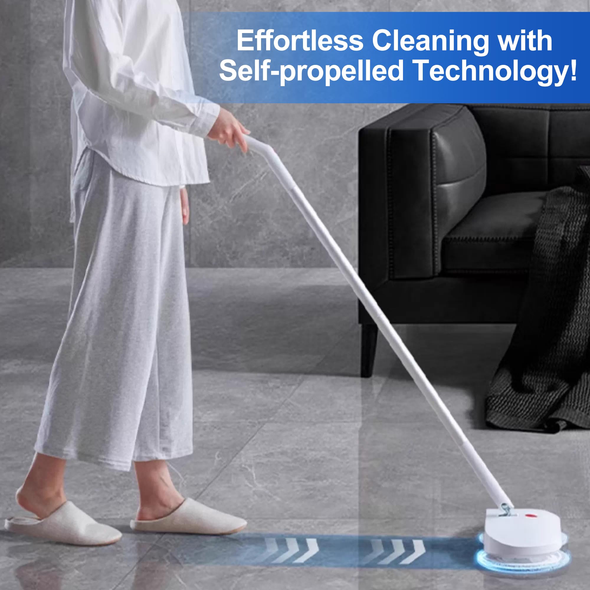 Trapeador giratorio eléctrico inalámbrico, mopa eléctrica con 2 almohadillas para fregar el piso y cubo de limpieza automática, adecuada para madera, mármol, azulejos, suelos de madera dura
