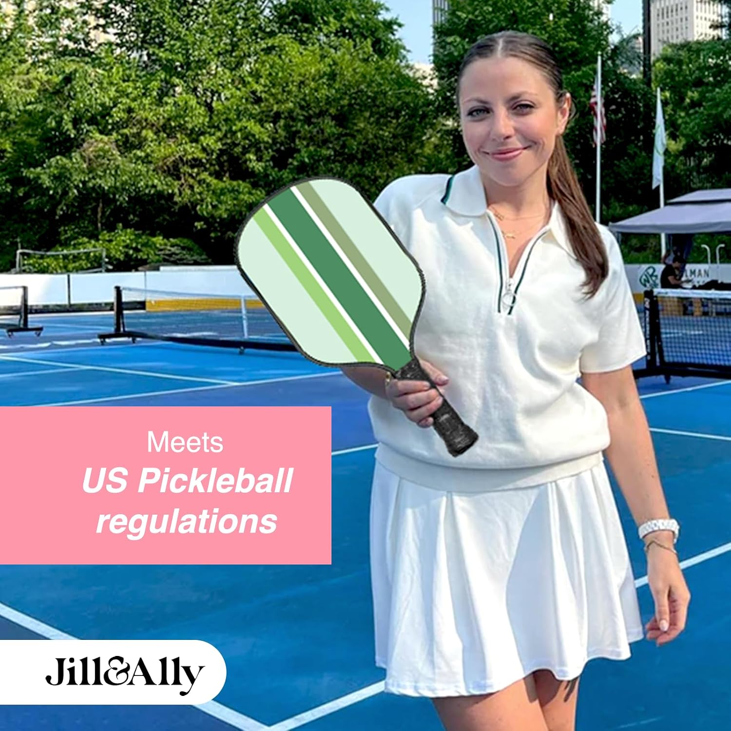 Jill & Ally Striped Pickleball Paddle - Green