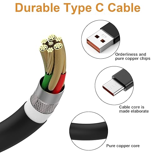 Miniatura 4 de Cable de carga USB tipo C de repuesto compatible con Srhythm NC 25 NC 35 NC 85, Soulmate Series 5, Soulmate Series 3, auriculares con cancelación de