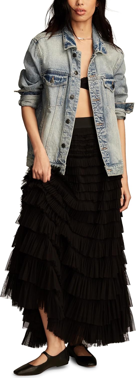 Lucky Brand Women's Tulle Ruffle Maxi Skirt