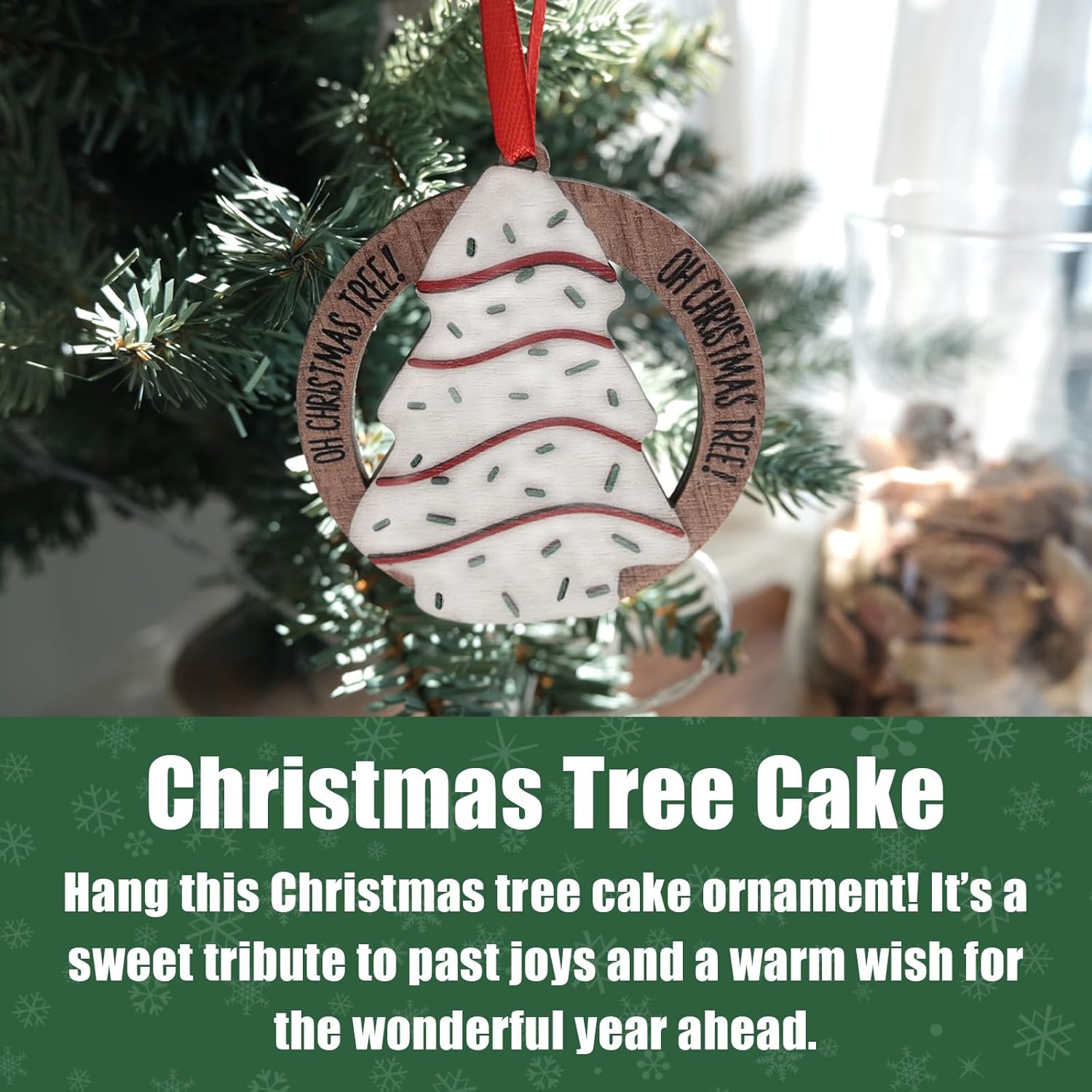 Cute Wood Christmas Tree Cake Ornament - 3.2'' Diameter, Funny Christmas Ornaments Clearance for Christmas Tree Decorations (1) - Image 3