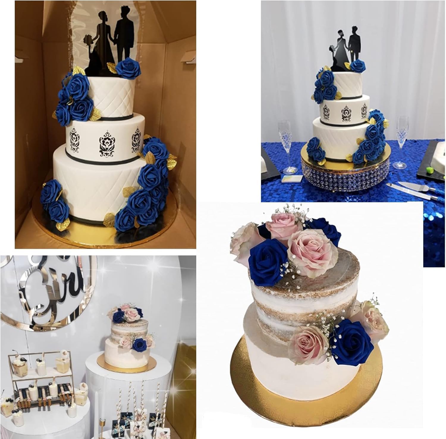 Royal Blue Roses Artificial Flowers 50 PCS, Fake Rose Flower Heads for Bouquets Wedding Decorations Centerpieces Arrangements Party Home Decor - Image 8