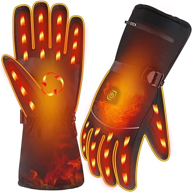 Heated Gloves, Washable Thermal Gloves Winter Gloves Battery Powered Touch Screen Gloves for Outdoor Cycling Ski Camping Men & Women (Black)