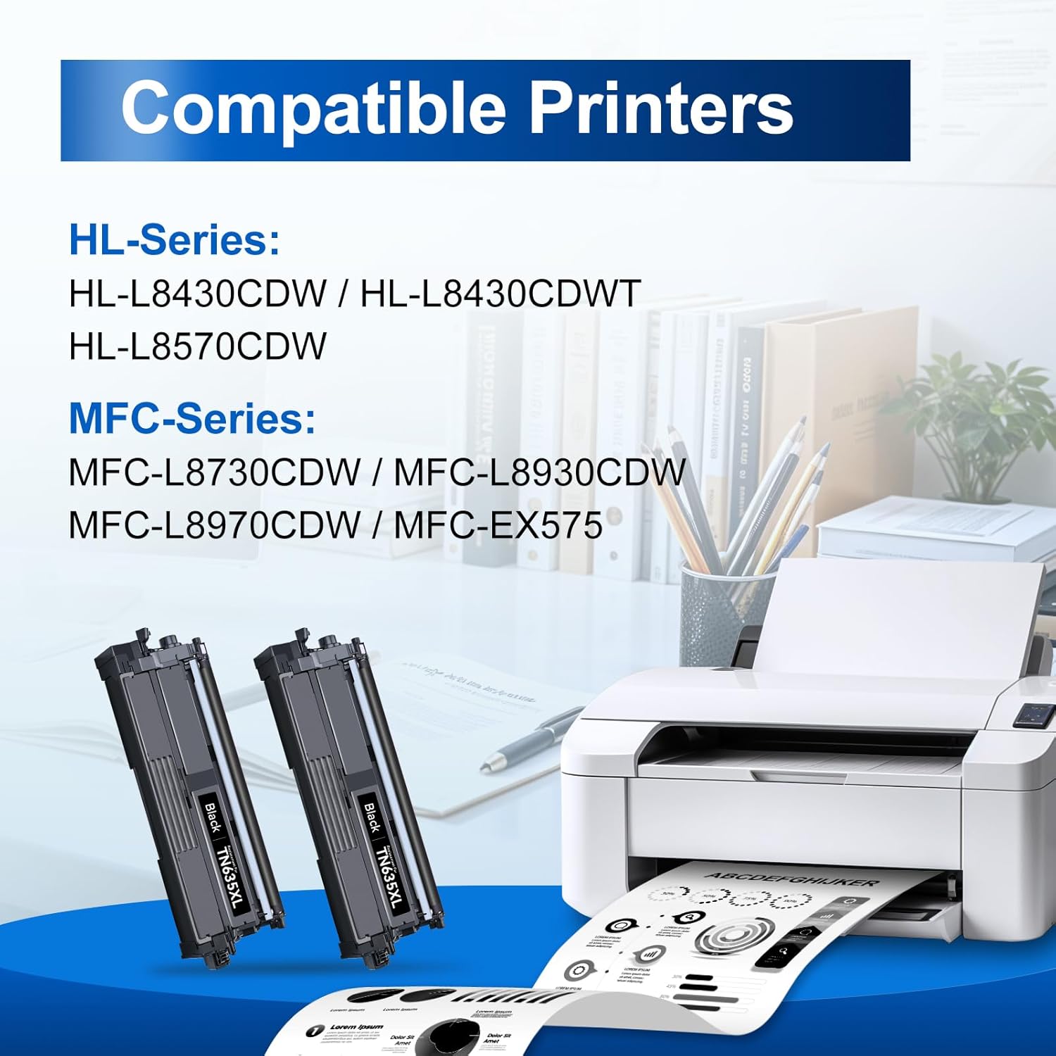 InkNI Compatible Toner Cartridge Replacement for Brother TN635XL TN635 XL TN-635XL Black Toner for MFC-L8930CDW MFC-L8730CDW HL-L8430CDW HL-L8430CDWT HL-L8570CDW MFC-L8970CDW MFC-EX575 Printer 2 Pack