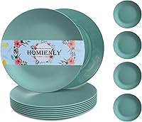 Vista 10 de Homienly Juego de 8 platos planos alternativos para platos de plástico, aptos para microondas y lavavajillas, platos de paja de trigo para cocina