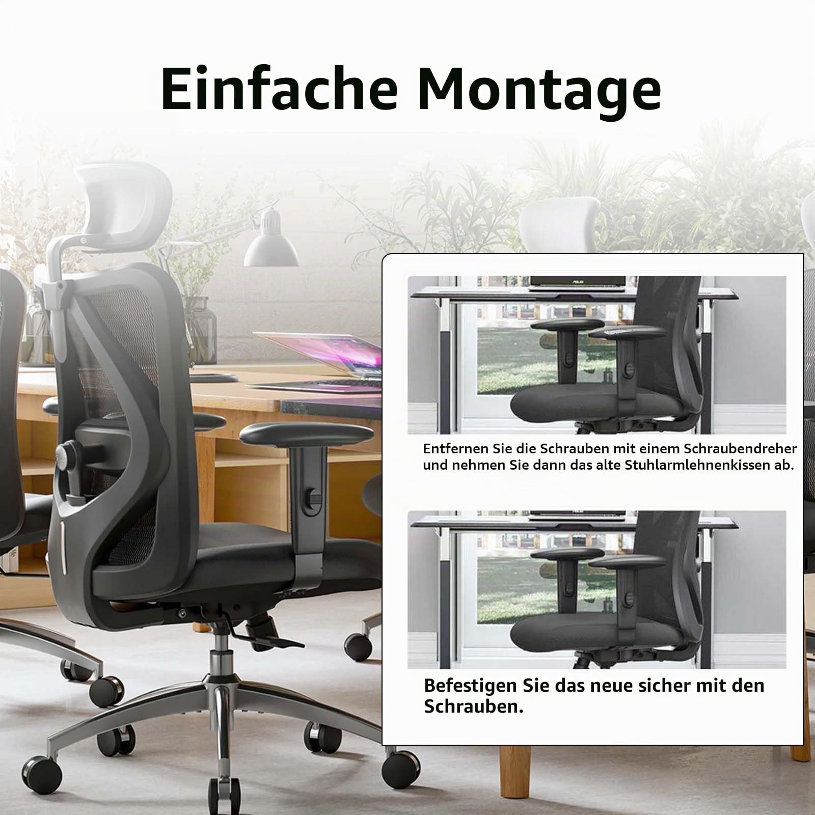 Armpolsterkappen für Sihoo M18 Stuhl - Ergonomischer Bürostuhl-Armlehnenersatz, bequem und langlebig