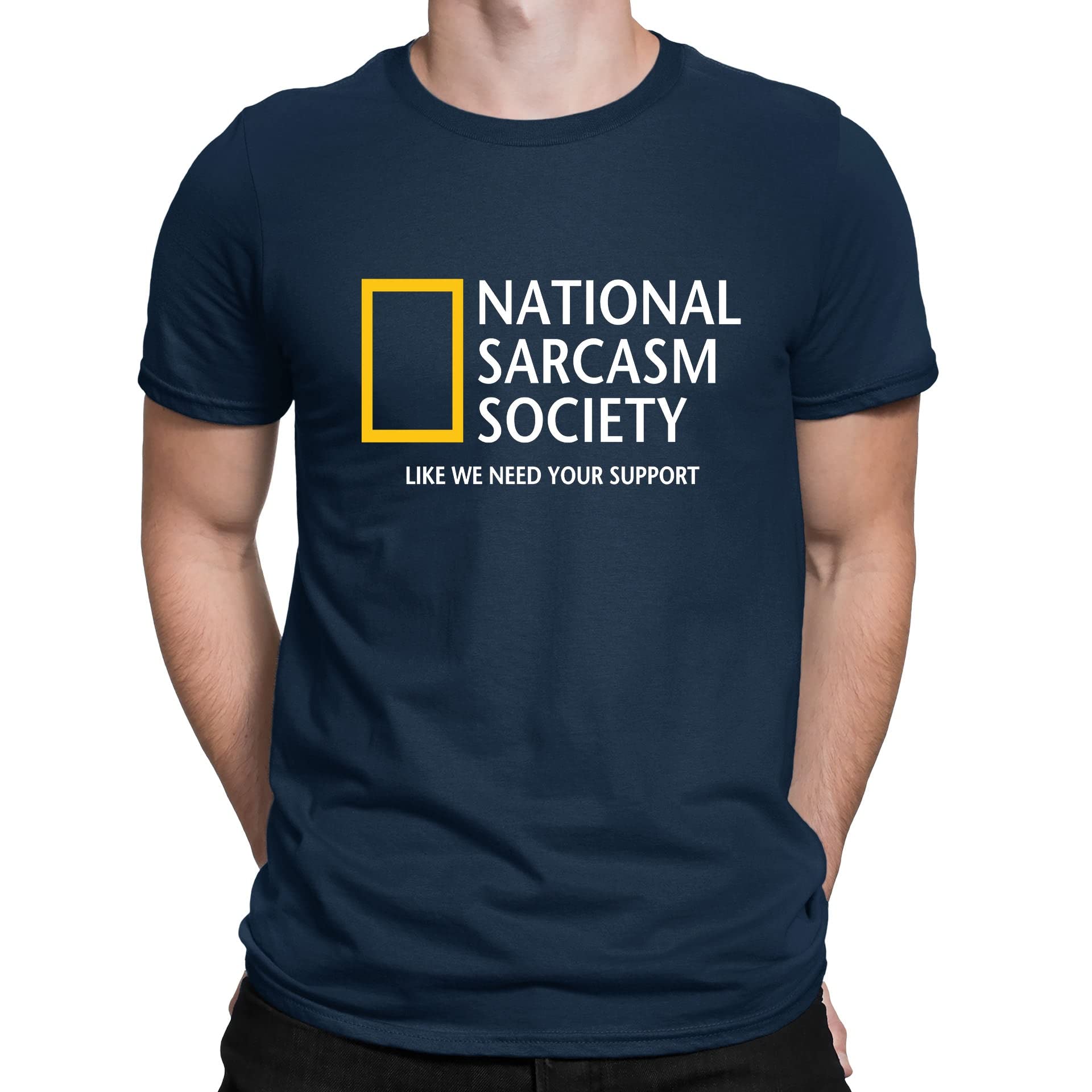 Flip Men's Navy Blue National Sarcasm Society Geographic Parody Funny T-Shirt (Xxl)