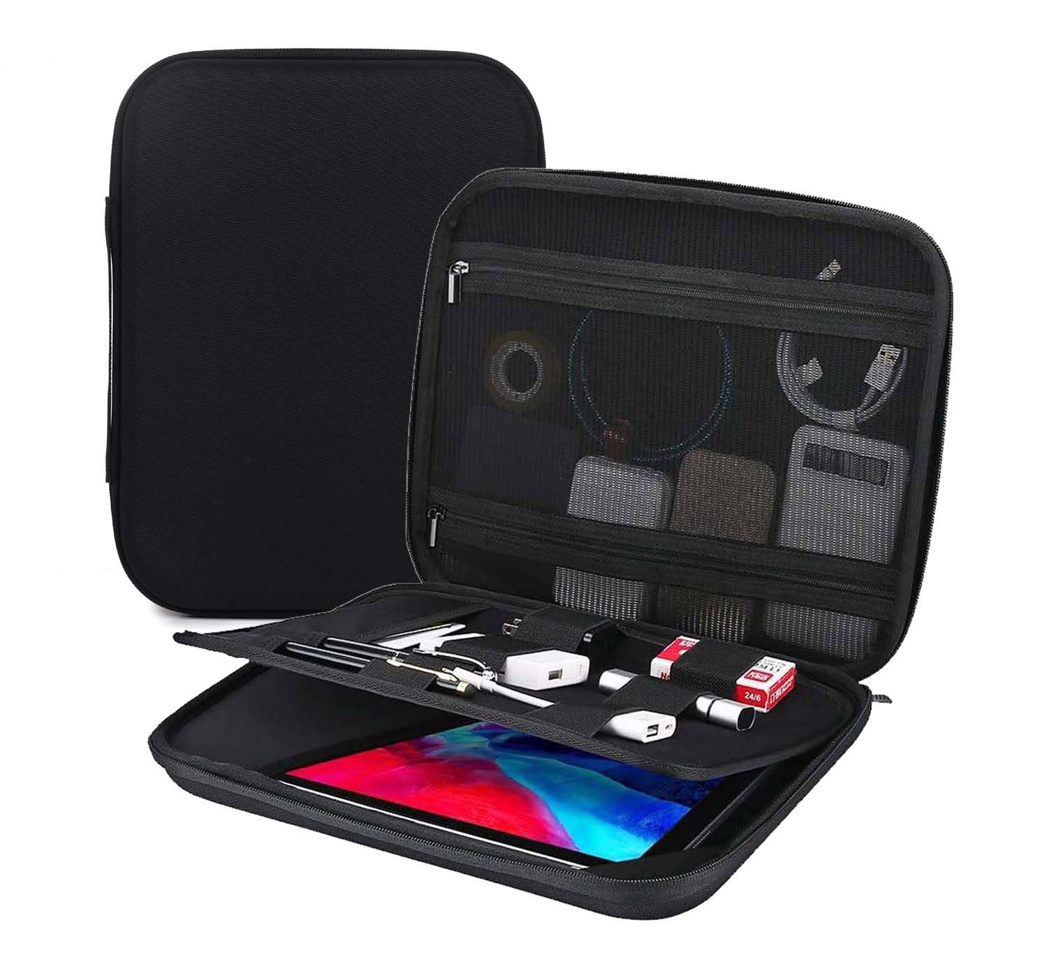 UNIGEAR Portfolio Case for 2021 10.9 iPad Air 4/11 iPad Pro/ 10.2/10.5 Air, Organizer Bag Holder for Pencil, Cable, A5 Note, Business Storage Padfolio with Tablet Sleeve (Black)