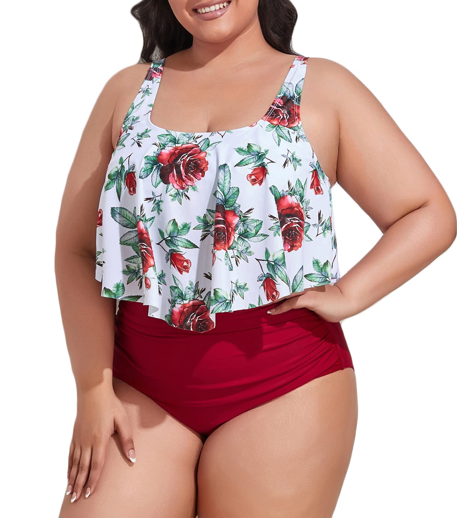 Mooncore Womens Plus Size High Waisted Tankini