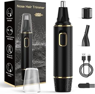 XOOMRSCP Nose Hair Trimmer for Men - Rechargeable 2-in-1 Painless Ear Nose Trimmer IPX7 Waterproof, 10000 RPM Black