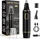 Nose Hair Trimmers for Men,Rechargeable Hair Trimmer 2 in 1 Painless Multifunctional Ear and Nose Hair Trimmer with IPX7 Waterproof Dual Edge Blades (Black)