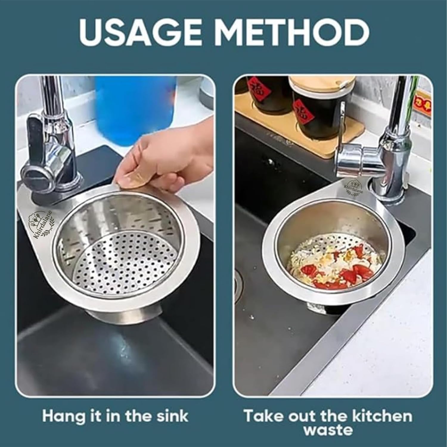 プレミアムステンレススチールスワンシンクストレーナーバスケット、多機能キッチンシンク蛇口吊り下げ排水バスケットとストレーナー、食品廃
