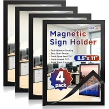 4 PCS Magnetic Sign Holder,Self-Adhesive 8.5 x 11 magnetic picture frame