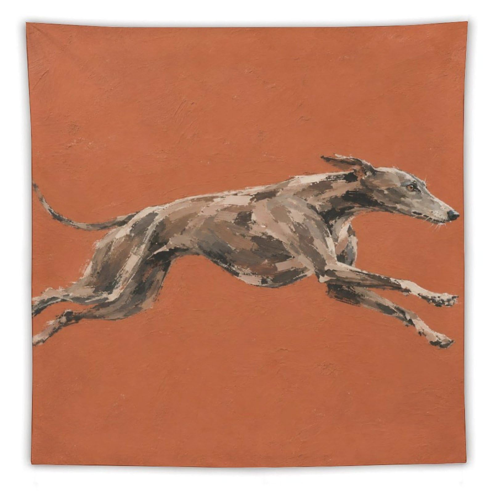 W7C8U2X3 Running Greyhound Wall Tapestry, Realistic Illustration, Office