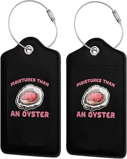 Nogxinri Funny Moistures Than an Oyster 2 Pack Leather Luggage Tags with Privacy Cover Id Card for Men Women Travel