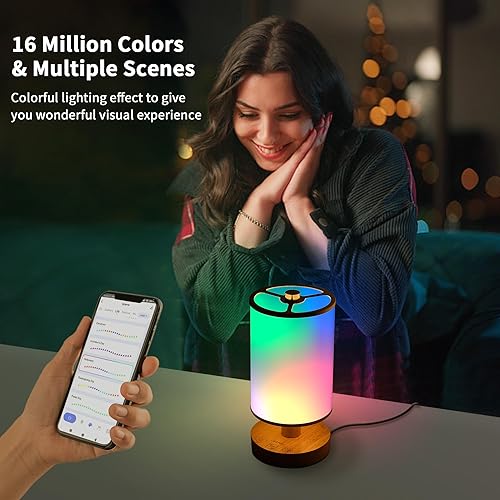 Miniatura 4 de chiphy Lámpara de mesa inteligente, lámpara que cambia de color, lámpara Alexa con control de voz, lámpara RGB táctil, lámpara de mesa pequeña para