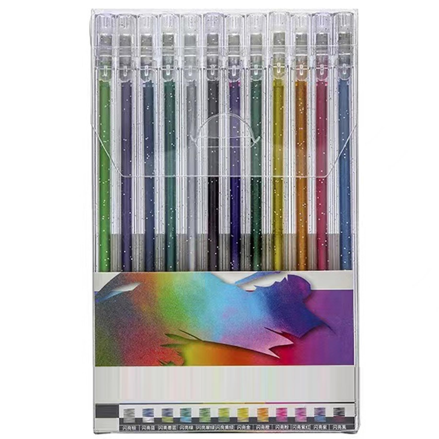 Bolígrafos de gel con purpurina, 12 colores de purpurina neón, bolígrafos de gel de colores de punta fina de 1 mm, marcadores de purpurina de secado rápido con conchas transparentes para libros de col