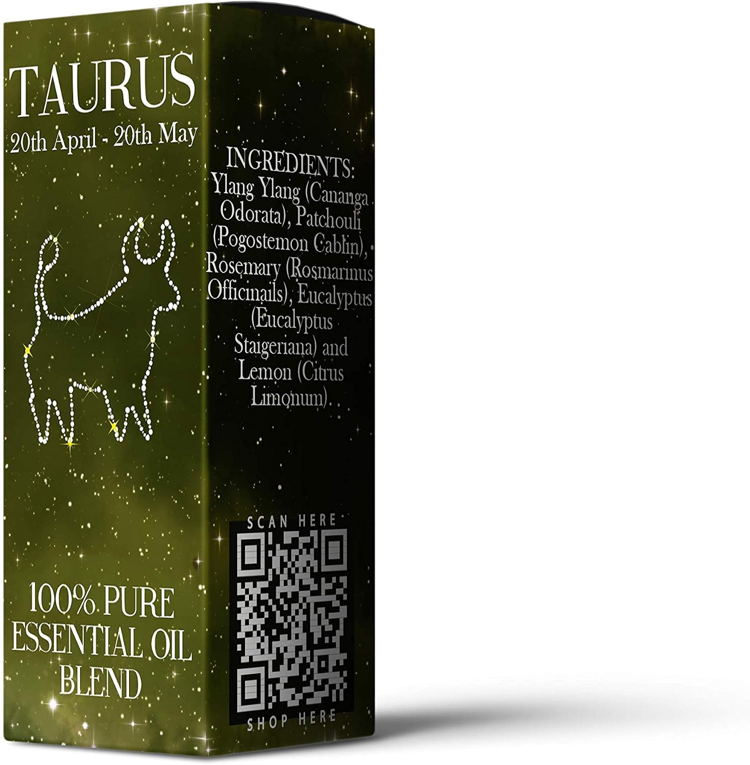 Mystix London | Taurus Zodiac Sign Astrology Essential Oil Blend 10ml | Fresh Citrus & Earthy Aroma | Eucalyptus, Lemon, Patchouli, Rosemary & Ylang Ylang