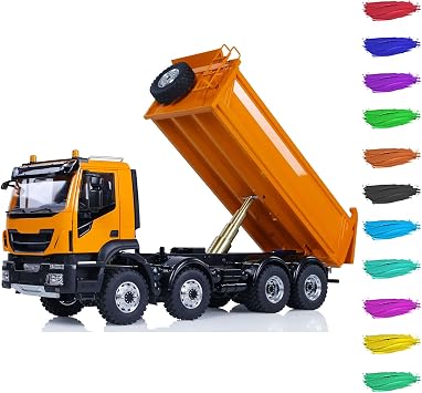 1/14 LESU 8X8 Metal Chassis RC Hydraulic Dump Truck Remote Control Tipper DIY Dumper Car Model 2Speed Gearbox Hobby Grade Model